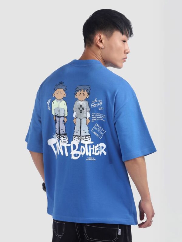 Blue Lazy Boys Printed Oversized T-Shirt - Image 2