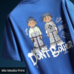 Blue Lazy Boys Printed Oversized T-Shirt