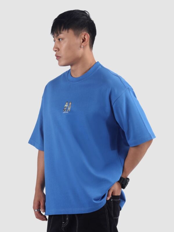Blue Lazy Boys Printed Oversized T-Shirt - Image 3